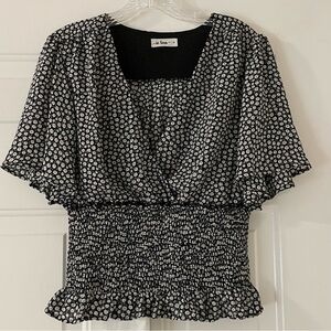 In Loom Floral Print Smocked Waist Blouse Size M